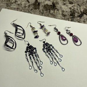 Lot Of 4 Costume Pierced Earrings Dangle - Some Bead